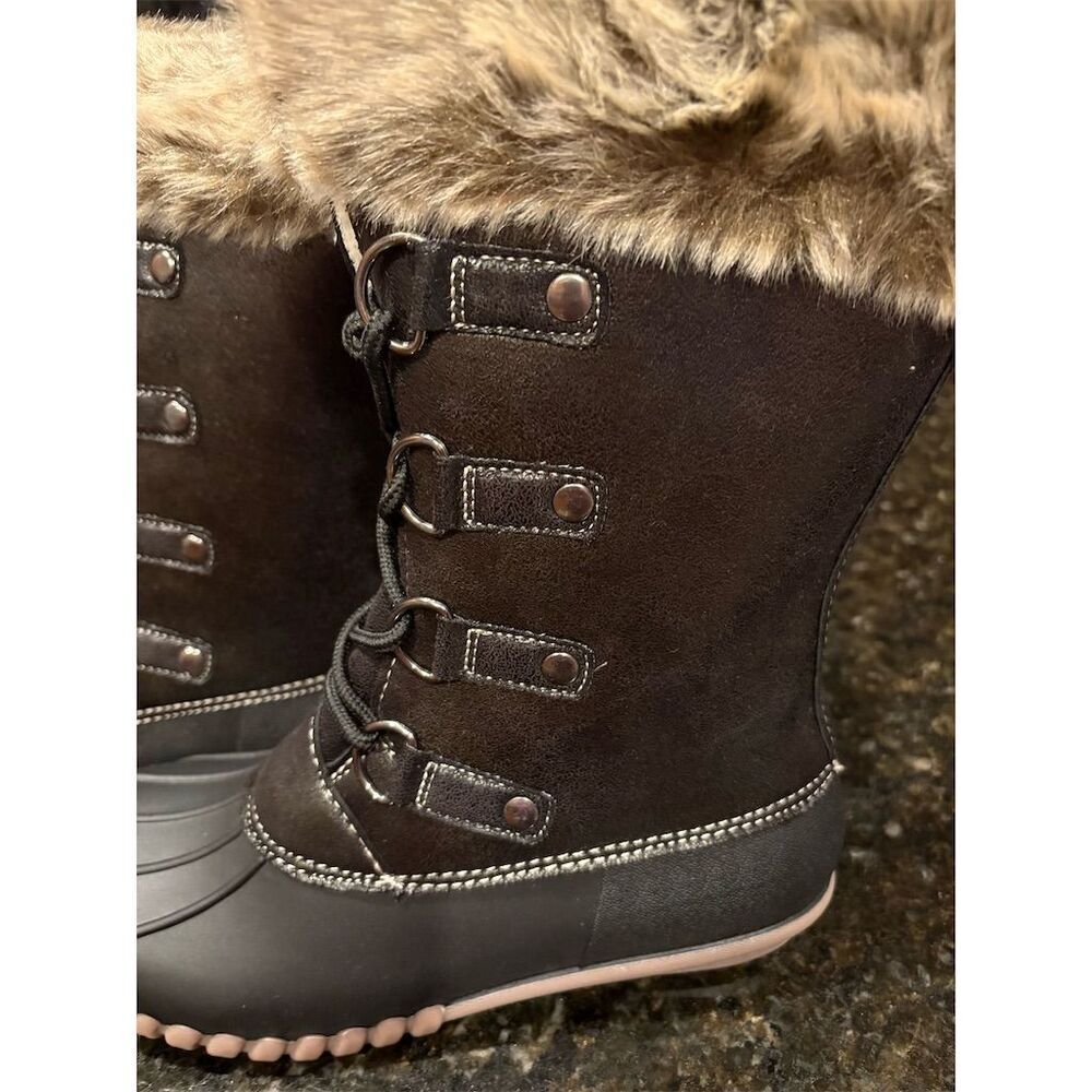 Kali Women's Black Snow Boots Size 8 Fur Lined Waterproof Winter - Picture 2 of 7